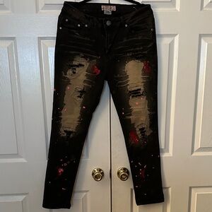 Stylish Black and Red Women's Jeans